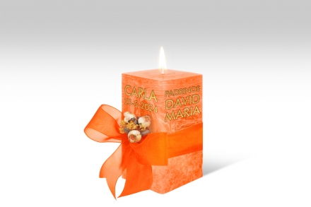 Espelma personalitzada per bateig · 14,5 cm · Color Taronja