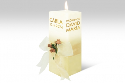Espelma personalitzada per bateig · 21,5 cm · Color Crema