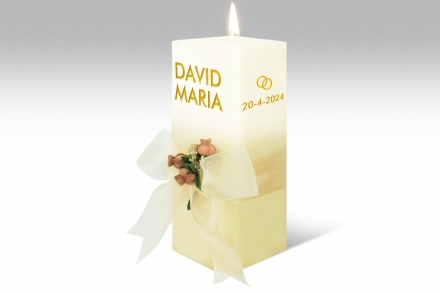 Espelma personalitzada per casament · 21,5 cm · Color Crema