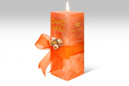 Espelma personalitzada per casament · 21,5 cm · Color Taronja