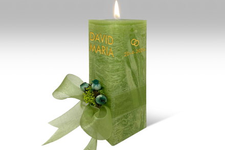 Espelma personalitazada per casament · 21,5cm · Color Verda Llim