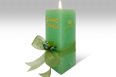 Espelma personalitazada per casament · 21,5cm · Color Verd Poma