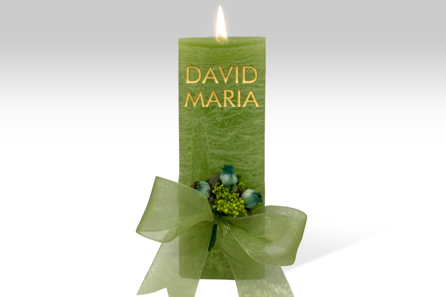 Espelma personalitzada verda llima  per a bateig / Comunió / Aniversari / Casament